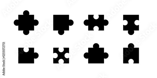 Puzzle set icons. Silhouettestyle. Vector icons.