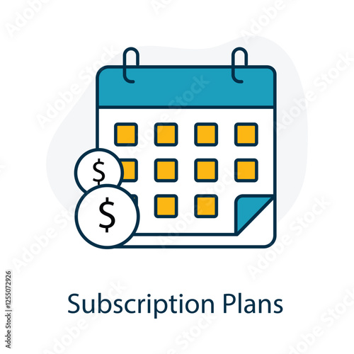 Vector icon for subscription plans in e-commerce services. Depicts recurring payments, exclusive content, and customer retention.