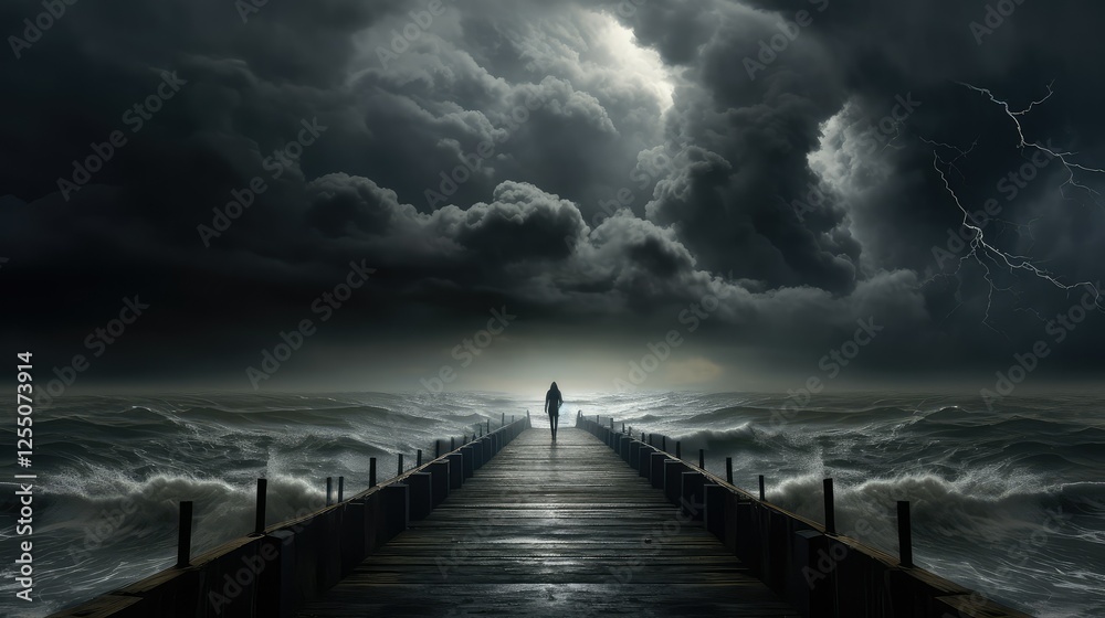 Obraz premium clouds metal pier