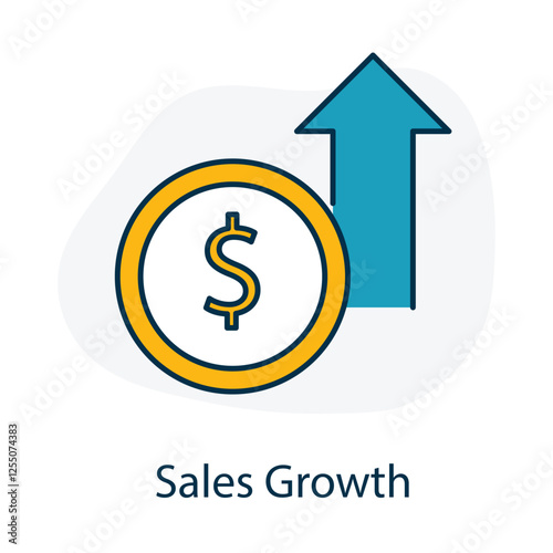 Vector icon for sales growth in business management. Represents increased revenue, customer engagement, and performance improvement.