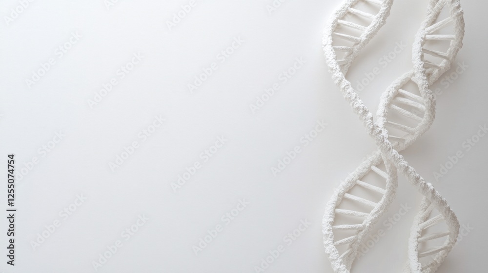 White DNA double helix models on white background.