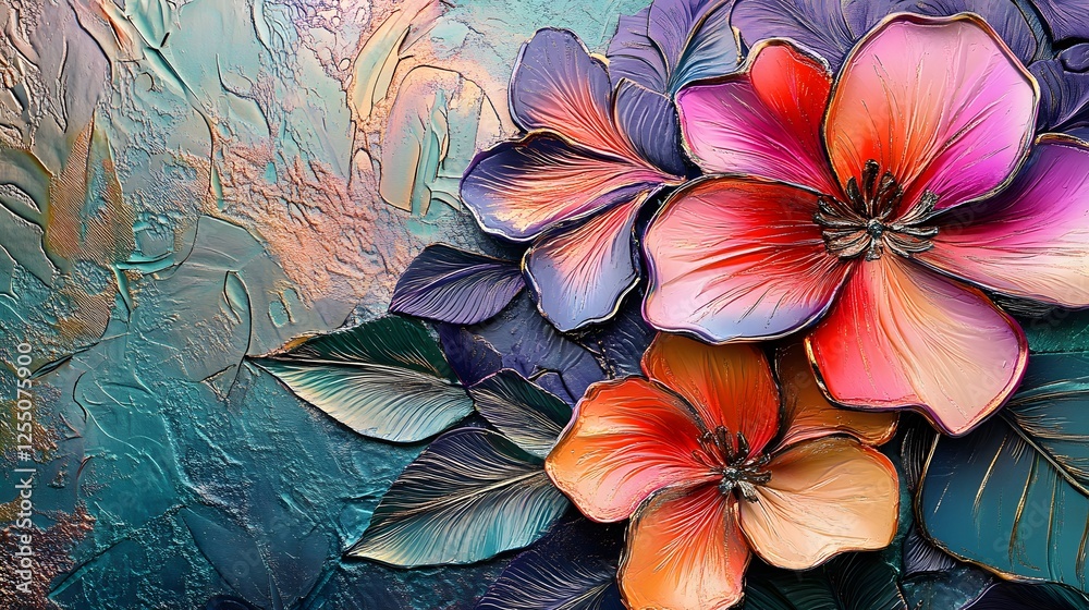 custom made wallpaper toronto digitalVibrant floral arrangement, colorful petals with rich tones and lush greenery, perfect for botanical themes and decoration.