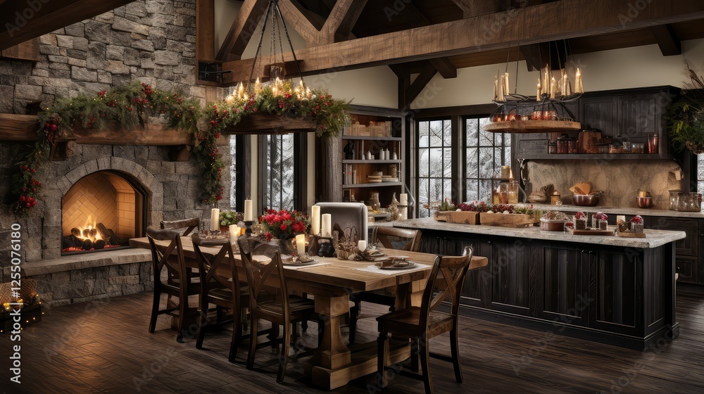 Fototapeta premium farmhouse holiday kitchens