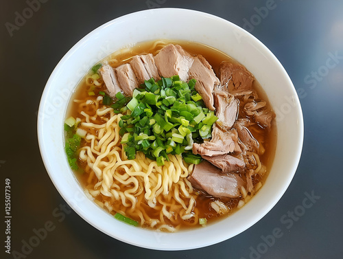 Simple Elegance: Creamy Ramen in a White Bowl photo