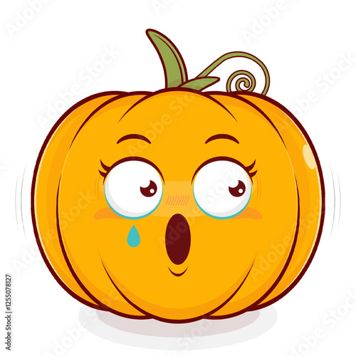 pumpkin scared face cartoon cute