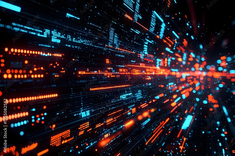 Fototapeta premium Futuristic Business and Finance Data Visualization in Dynamic Lights and Motion