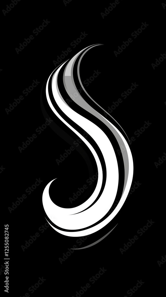 A minimalistic black and white abstract wave design, with sleek curves and high contrast. A minimalistic black and white abstract wave design, with sleek curves and high contrast.