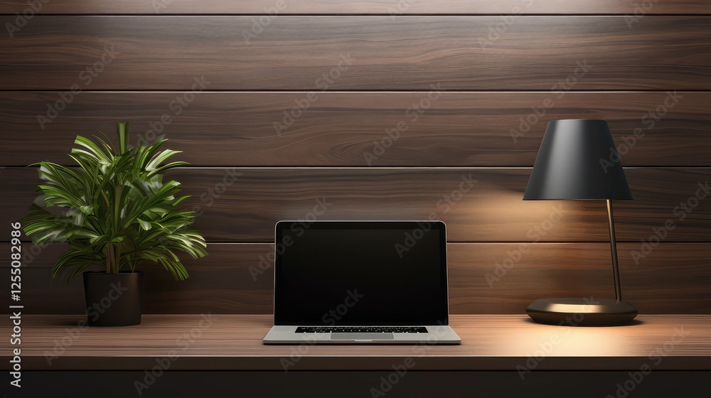Fototapeta premium sleek laptop office desk