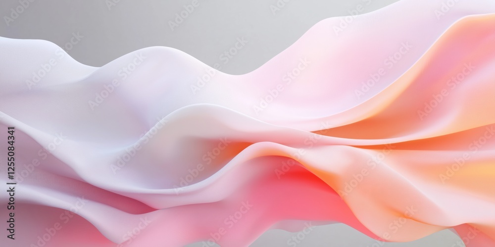 Obraz premium A white and pink fabric with a wave pattern. The fabric is made of a material that is not visible