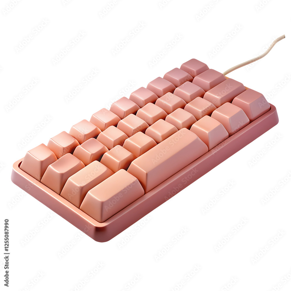 Pink Computer keyboard 3D icon. Isolated on white background. Cartoon plastic style Pink Computer keyboard 3D icon. Isolated on white background. Cartoon plastic style