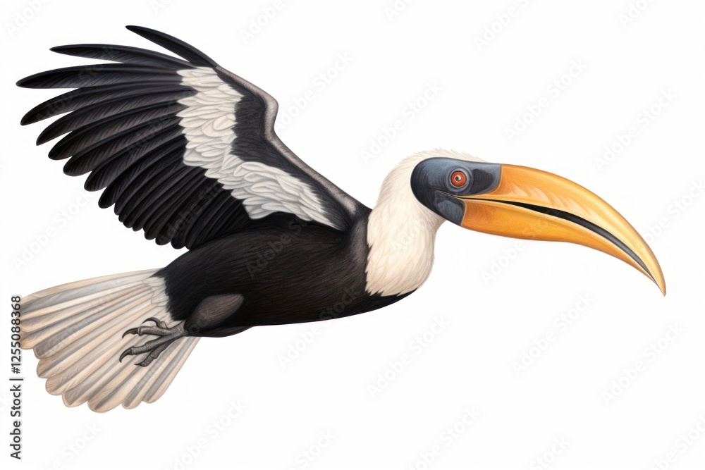 Obraz premium Hornbill animal toucan flying.