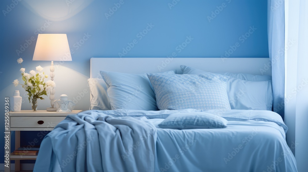 Fototapeta premium plush blue bedroom