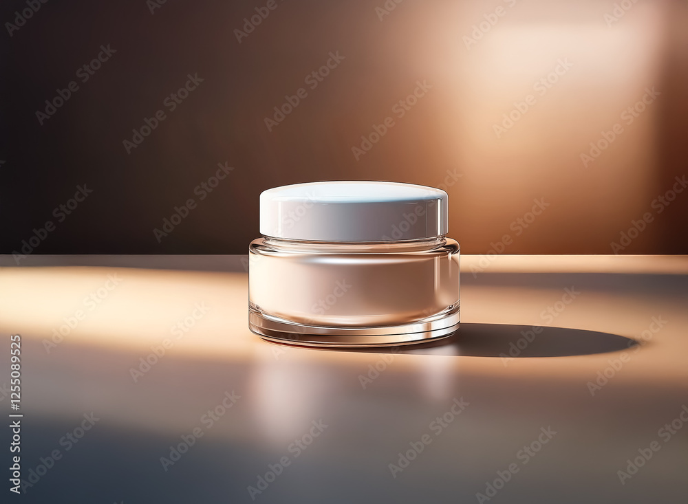 A simple glass jar with a white lid is placed on a soft beige surface, bathed in gentle, warm light. The background is blurred, creating a soft, out-of-focus effect. A simple glass jar with a white lid is placed on a soft beige surface, bathed in gentle, warm light. The background is blurred, creating a soft, out-of-focus effect.