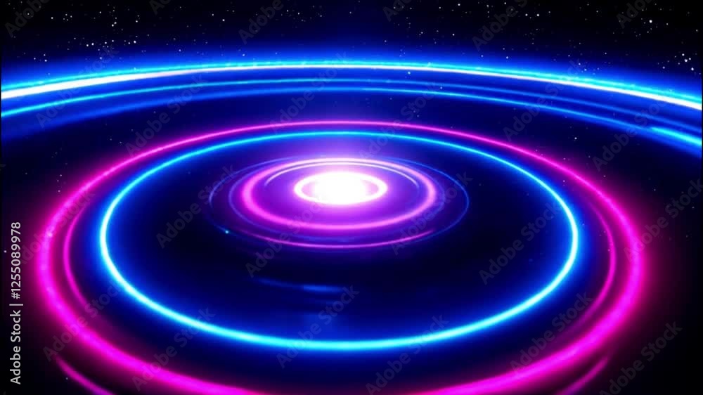 Vibrant Neon Rings Orbiting in Digital Space Background Animation Vibrant Neon Rings Orbiting in Digital Space Background Animation