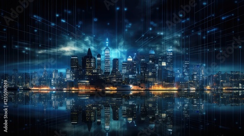 Wallpaper Mural skyline data lights Torontodigital.ca