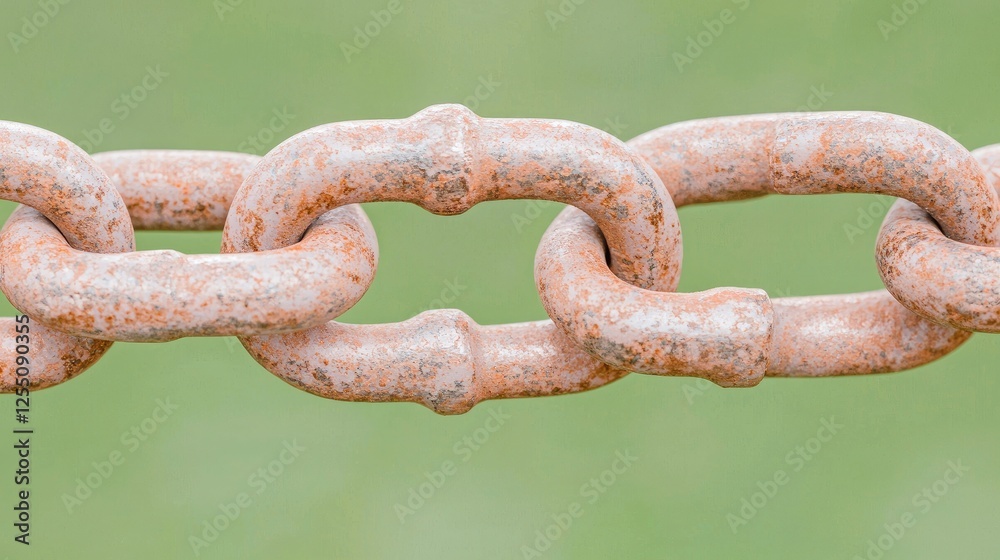Rusty chain links outdoors, close-up. Background blurred green. Industrial strength concept Rusty chain links outdoors, close-up. Background blurred green. Industrial strength concept