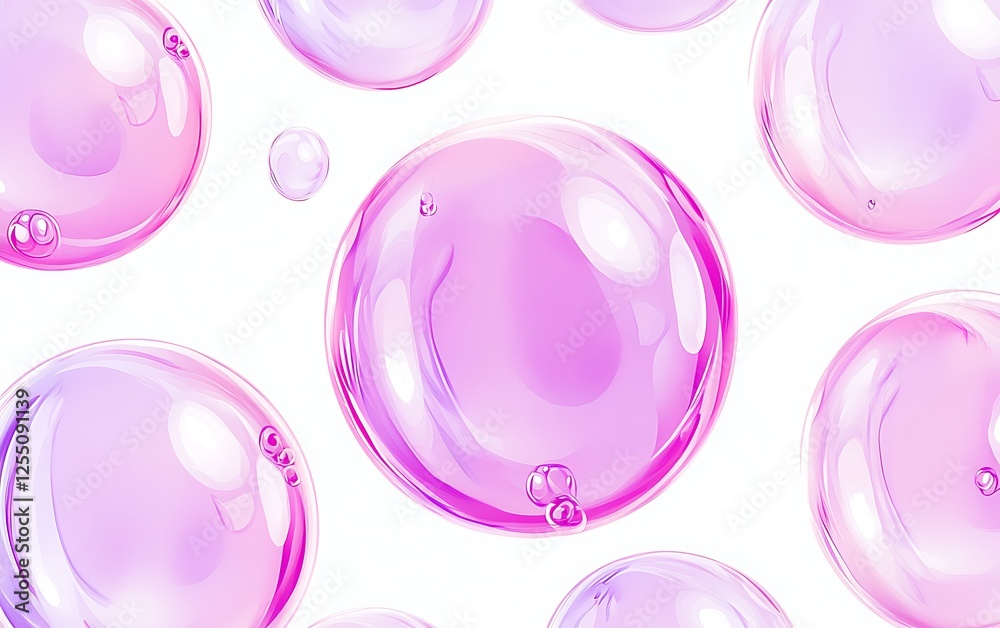 Abstract pink bubbles on white background. Possible use for a design or cosmetic product Abstract pink bubbles on white background. Possible use for a design or cosmetic product