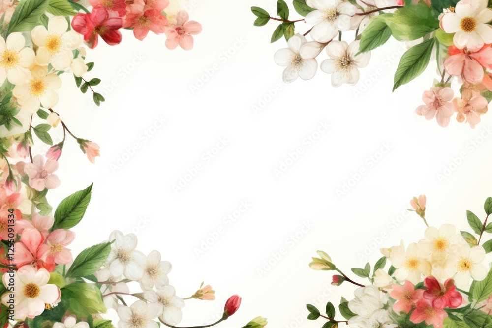 Fototapeta premium Spring decorative frame backgrounds blossom pattern.