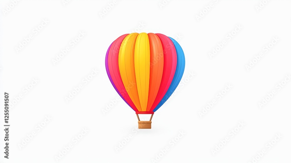 Fototapeta premium A vibrant hot air balloon in warm colors, perfect for representing adventure, travel, or leisure activities, Ideal for use in tourism, festivals, and promotional materials for outdoor events,