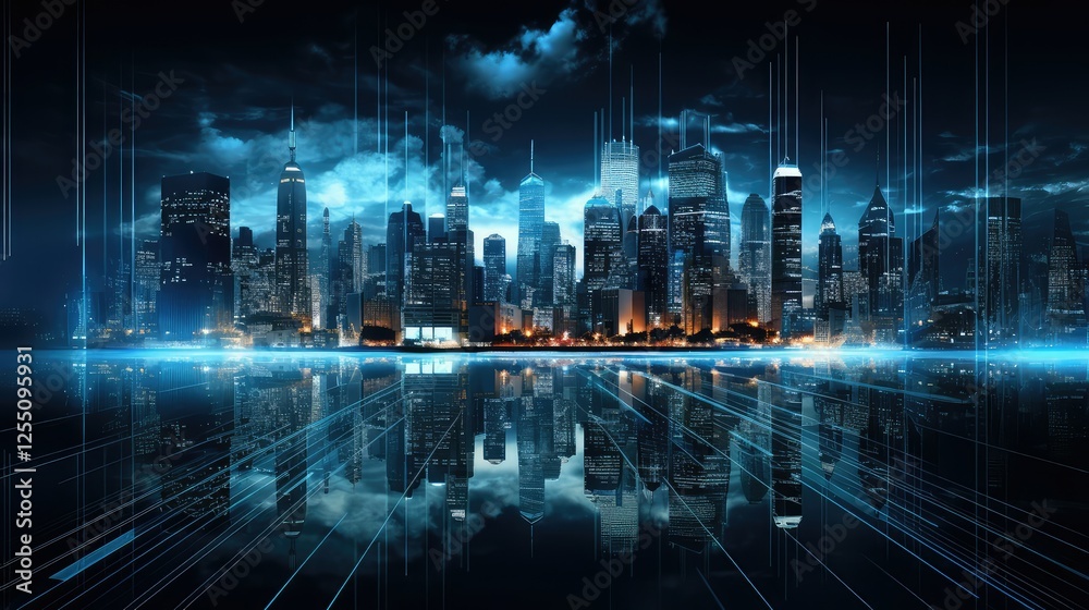 Obraz premium cityscape blue and background