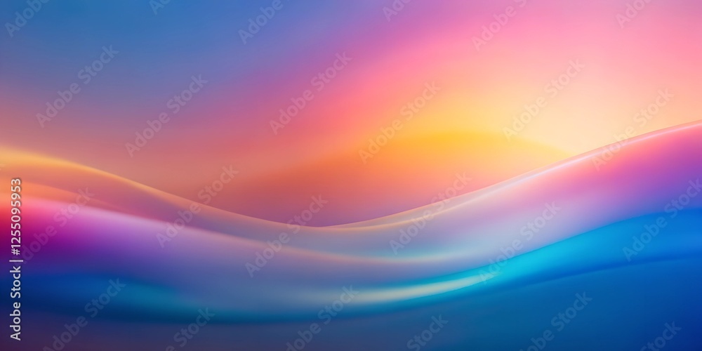Abstract modern wavy shapes with a purple and orange gradient on a vibrant background.