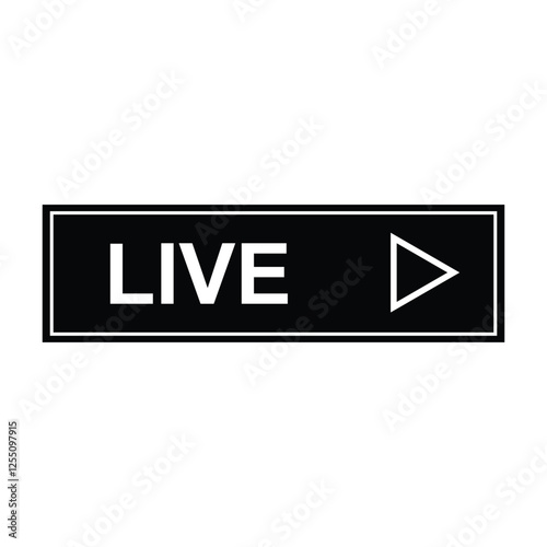 Black Live Streaming Icons – Vector Button for TV, Online Stream & Live Performances