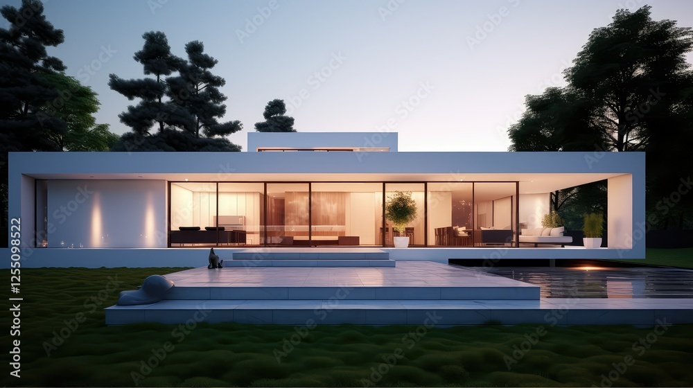 Fototapeta premium minimalist modern white house