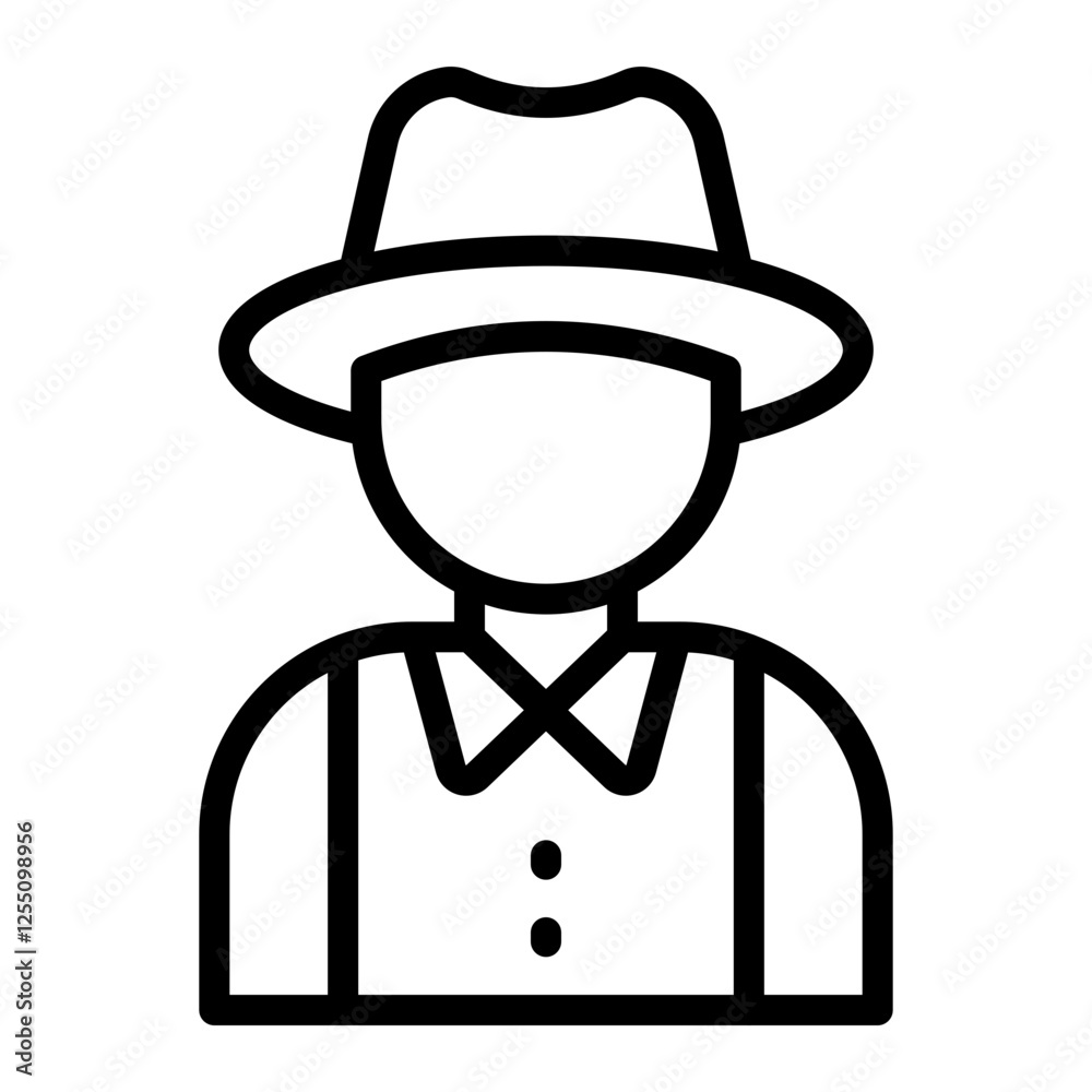 Farmer Vector Line Icon Design Farmer Vector Line Icon Design