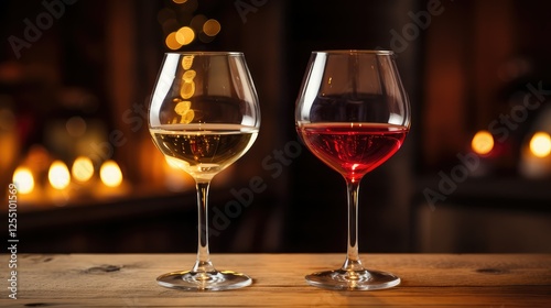 rustic white and red wine glass photo