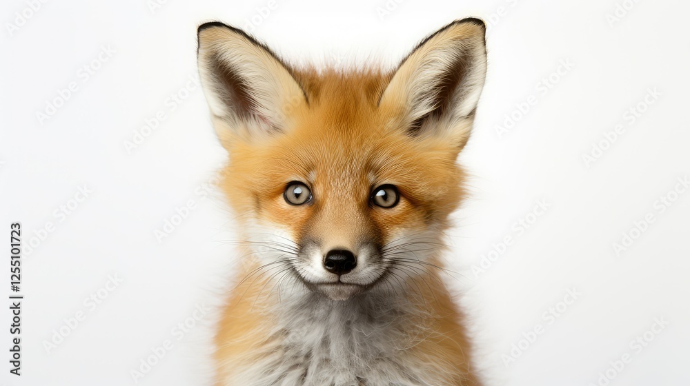 Fototapeta premium up baby fox white background