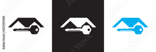 House keys icon. Symbol of real estate and renting.  isolated on white and black background. Vector illustration. EPS 10