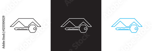House keys icon. Symbol of real estate and renting.  isolated on white and black background. Vector illustration. EPS 10