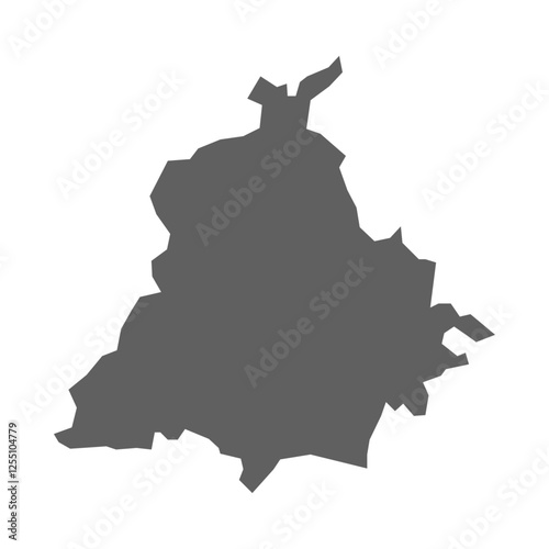 A vector gray map of the Punjab State of India. 