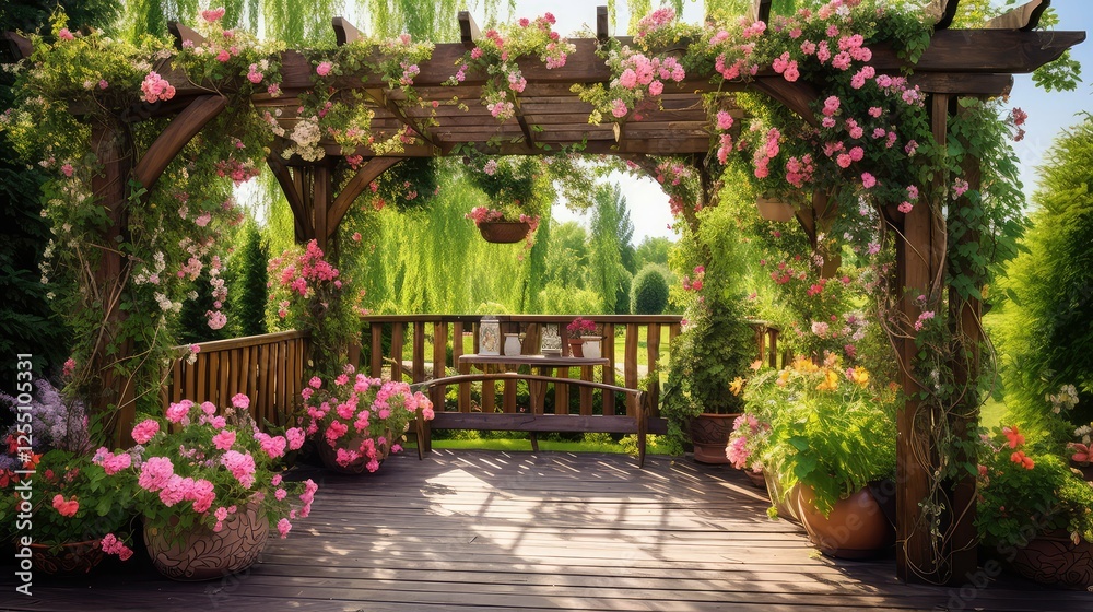 Fototapeta premium garden wood pergola