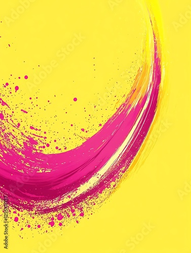 Abstract art, vibrant yellow and pink, paint splatter, modern design photo