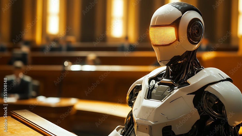 Fototapeta premium Android in a Courtroom: Futuristic Justice