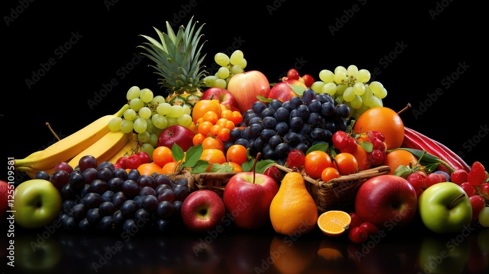 bananas fruits and vegetables on black bananas fruits and vegetables on black