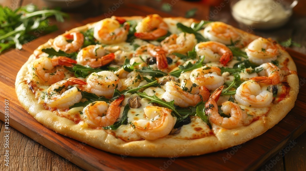 A seafood paella with shrimp, mussels, and lobster, steaming in a traditional black pan A seafood paella with shrimp, mussels, and lobster, steaming in a traditional black pan