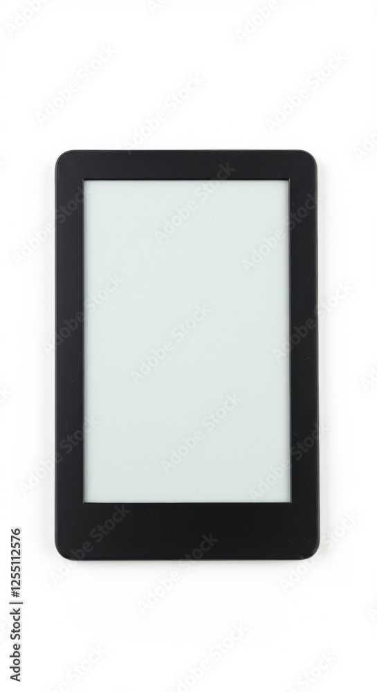 Minimalist e-reader on white background highlighting modern technology and minimal design trends Minimalist e-reader on white background highlighting modern technology and minimal design trends