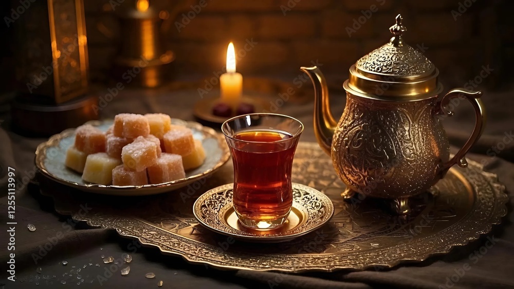 Fototapeta premium Elegant Tea Set with Sweets