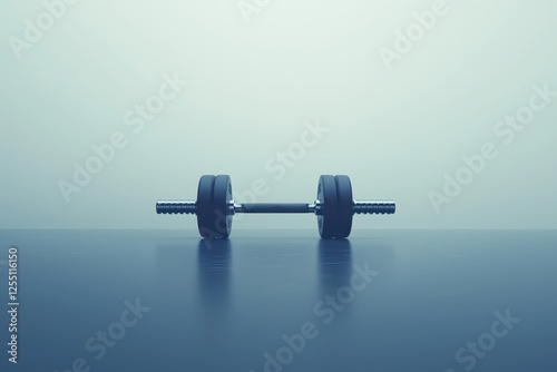 Dark Gray Dumbbells Resting in Minimalist Gym Space photo