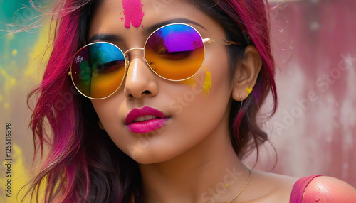 Indian girl celebrating Holi - Festival of colors