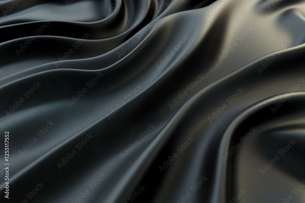 Naklejka premium Smooth black fabric drapes elegantly creating a luxurious and sophisticated appearance