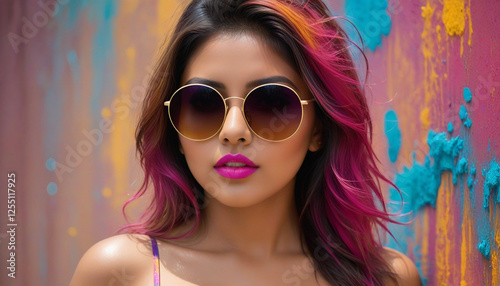 Indian girl celebrating Holi - Festival of colors