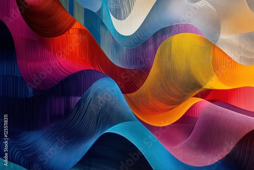 A dazzling liquid art piece with overlapping waves of multicolor hues, creating a bold, psychedelic effect. photo