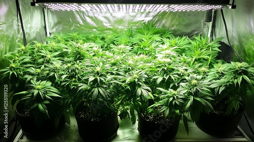 Indoor Cannabis Cultivation: Thriving Marijuana Plants Under LED Grow Lights photo