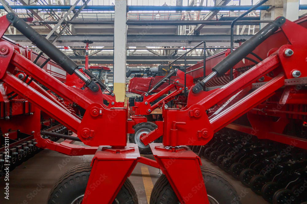 Close view of a modern direct seeding seeder. Close view of a modern direct seeding seeder.