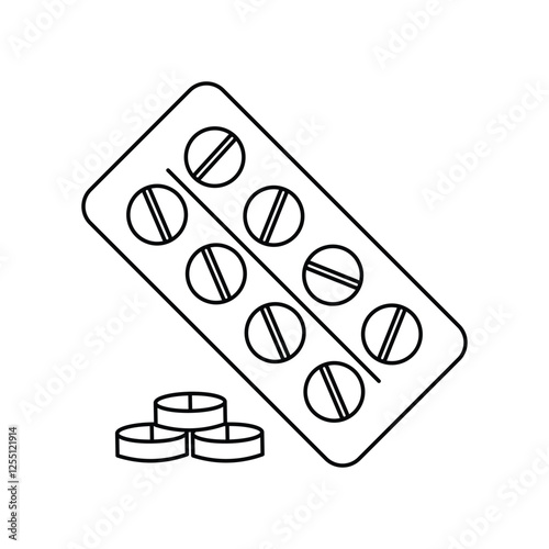 pills lineal icon with white background vector stock illustration