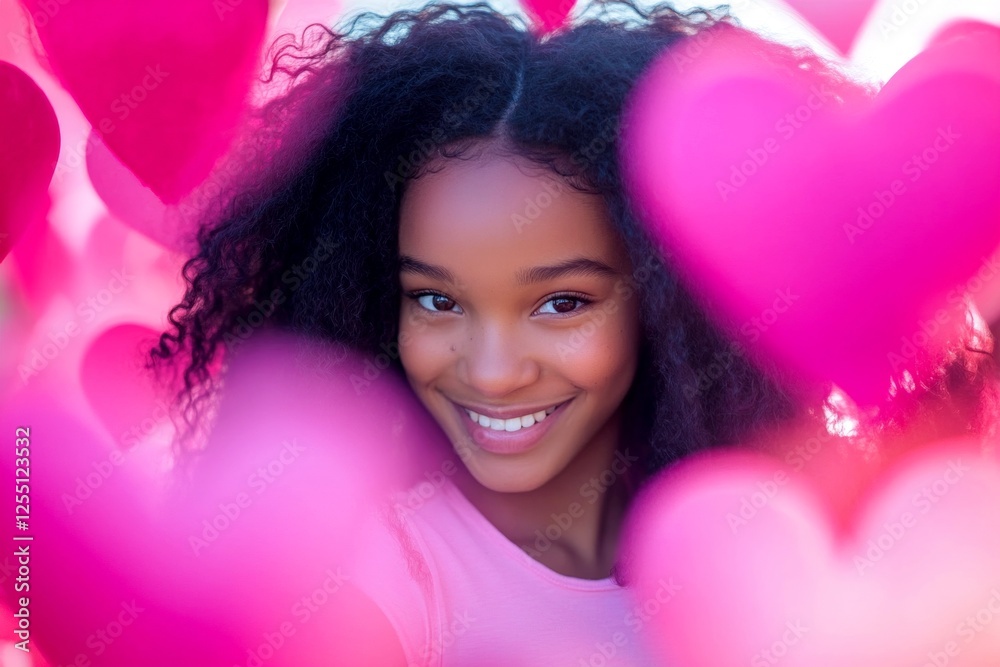Stunning bold image of gorgeous loving black adolescent girl - commercial artwork. Valentine's day greeting from woman or for woman. Soft love. Love lights. Valentine's day vibes. Stunning bold image of gorgeous loving black adolescent girl - commercial artwork. Valentine's day greeting from woman or for woman. Soft love. Love lights. Valentine's day vibes.