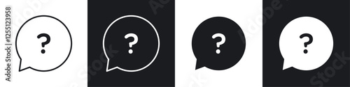 Question icons collection in black and white filled and line versions